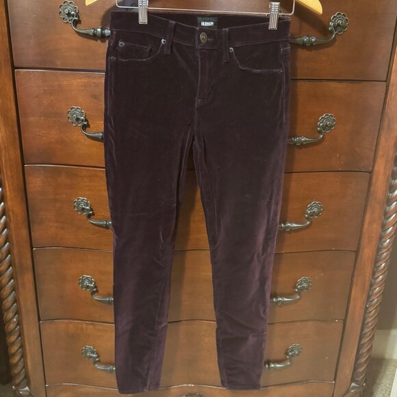 HUDSON Nico Midrise Velvet Skinny Jeans in Dark Plum Sz. 26 - Picture 2 of 12